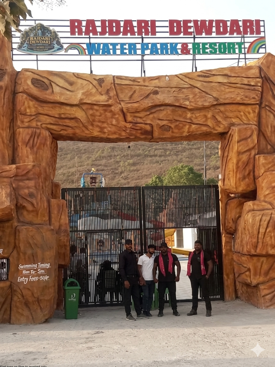 Rajdari Dewdari Water Park & Resort main rock-style entrance gate